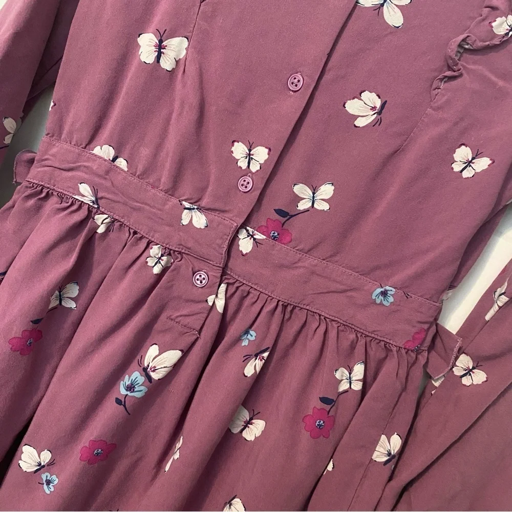 Carter's Purple Plum Ruffle Dress with Butterfly Floral Print Size 8